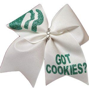 AZBOWS  White Sparkly Got Cookies? Girl Scouts Bow